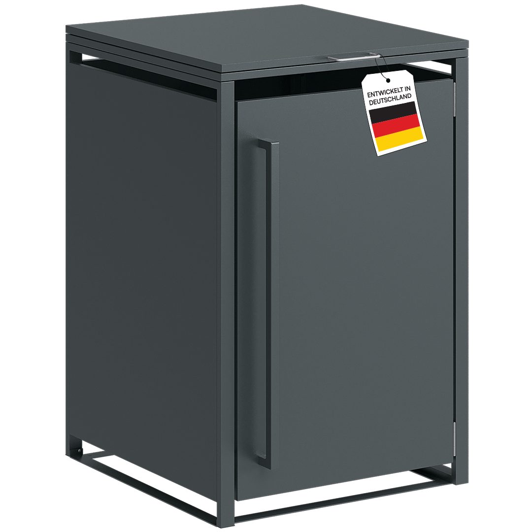 STEELSØN Mülltonnenbox Xalara 240L aus verzinkten Stahl (Anthrazit, verfügbar mit 1, 2, 3, 4, oder 5 Türen), Für 1 Tonne