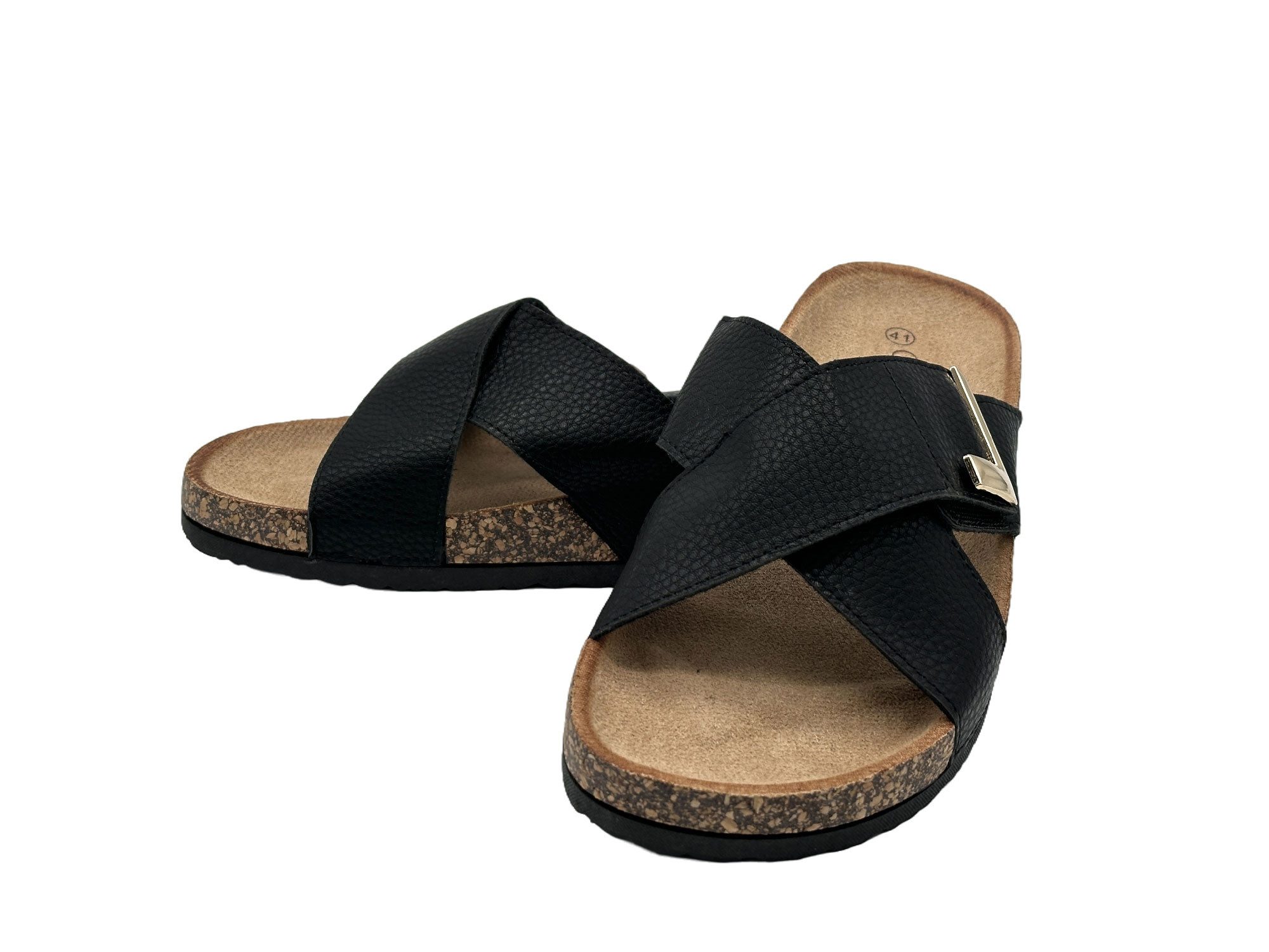 Nowaland Damen Pantoletten – Bequeme Sommer Sandalen mit Korkoptik Pantolette Leicht, bequem, modisch mit weicher Korkoptik-Sohle