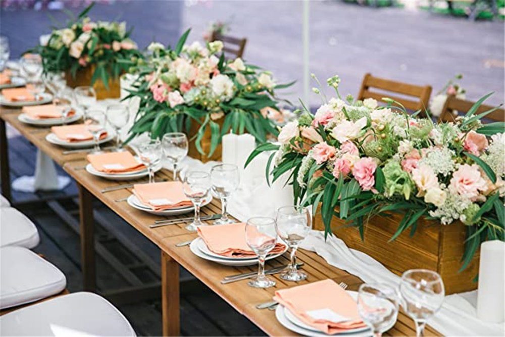 HAMÖWO Tischläufer Hochzeit Chiffon Tischläufer Tischdeko Weiß Tischdekoration Modern 70*300cm