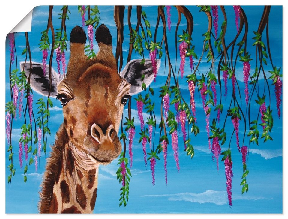 (1 optimaler St), Giraffe, Artland als versch. Wildtiere in Wandbild Leinwandbild, Direktdruck Größen, Wandaufkleber Poster Auflösung in oder Alubild,