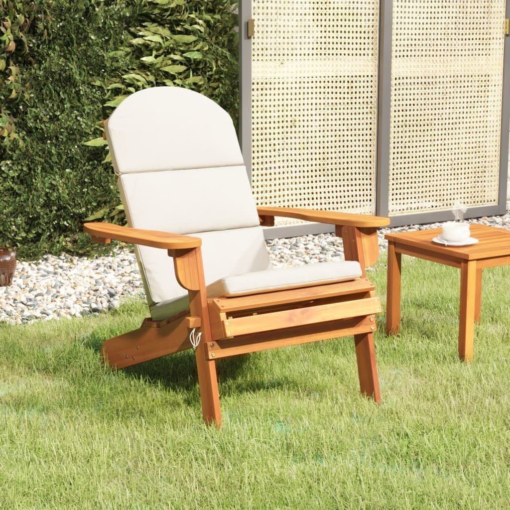 vidaXL Gartenstuhl Adirondack-Gartenstuhl mit Kissen Massivholz Akazie (1 St) Braun und Creme | Braun und Creme