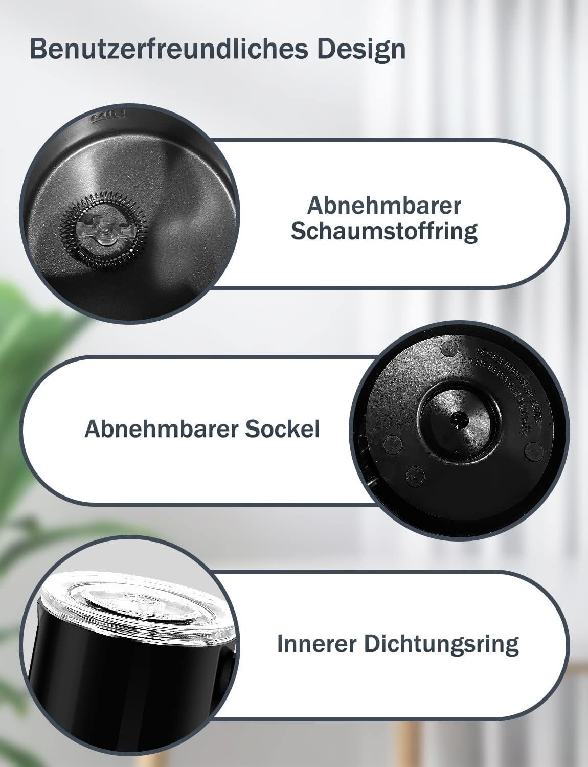 Schwarz Aus autolock 1 elektrisch,Automatischer in Edelstahlfür Milchaufschäumer 4 Heißer Milchschäumer, 400W,350Ml Milchschaum Kalter und Milchaufschäumer