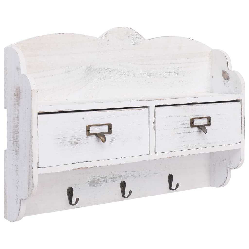 vidaXL Garderobenständer Wandgarderobe Weiß 50 x 10 x 34 cm Holz, (1 St)