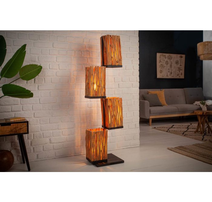 riess-ambiente Stehlampe EUPHORIA 154cm natur / schwarz Ein-/Ausschalter ohne Leuchtmittel Wohnzimmer · Massivholz · Handarbeit · Urban Jungle