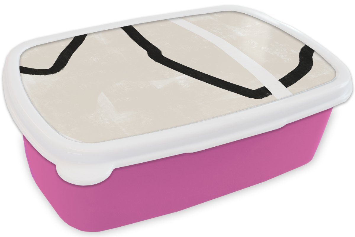 MuchoWow Lunchbox Brotbox - Kunststoff, Minimalismus (2-tlg), Brotdose Kinder, Rosa - Mädchen, Snackbox, Kunststoff für Erwachsene, Design