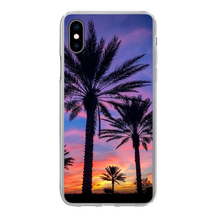 MuchoWow Handyhülle Palmen und ein Sonnenuntergang Handyhülle Apple iPhone Xs Max Smartphone-Bumper Print Handy