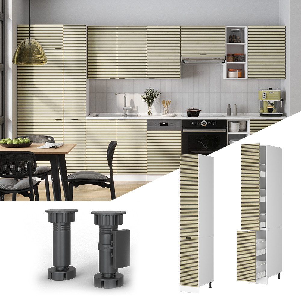 Vicco Hochschrank Fame-Line, Eiche Paneel/Weiß, 30 günstig online kaufen