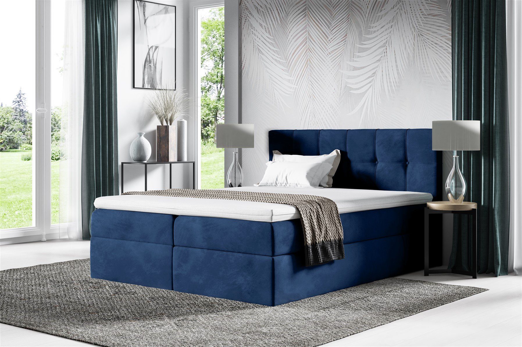 Fun Möbel Boxbett Schlafzimmerbett BURGOS in Stoff FRESH (inkl. Bettkasten, inkl. Kaltschaumtopper), eingebautes Liftsystem für Bettkästen