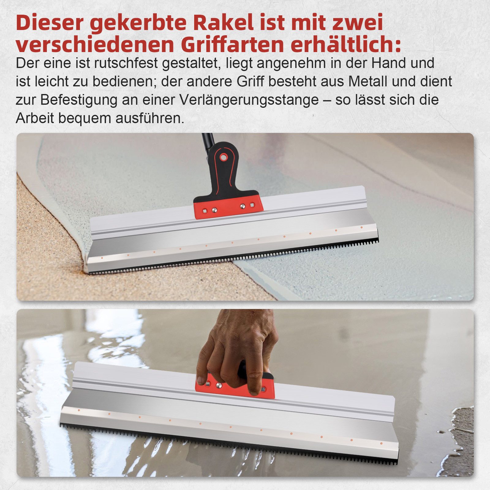 QUBEBU Flächenspachtel Großflächenrakel Stehrakel Rakel Abnehmbare Flächenspachtel Rostfrei (Für gleichmäßigen Auftrag von Bodenbeschichtungsmassen, 1-St)