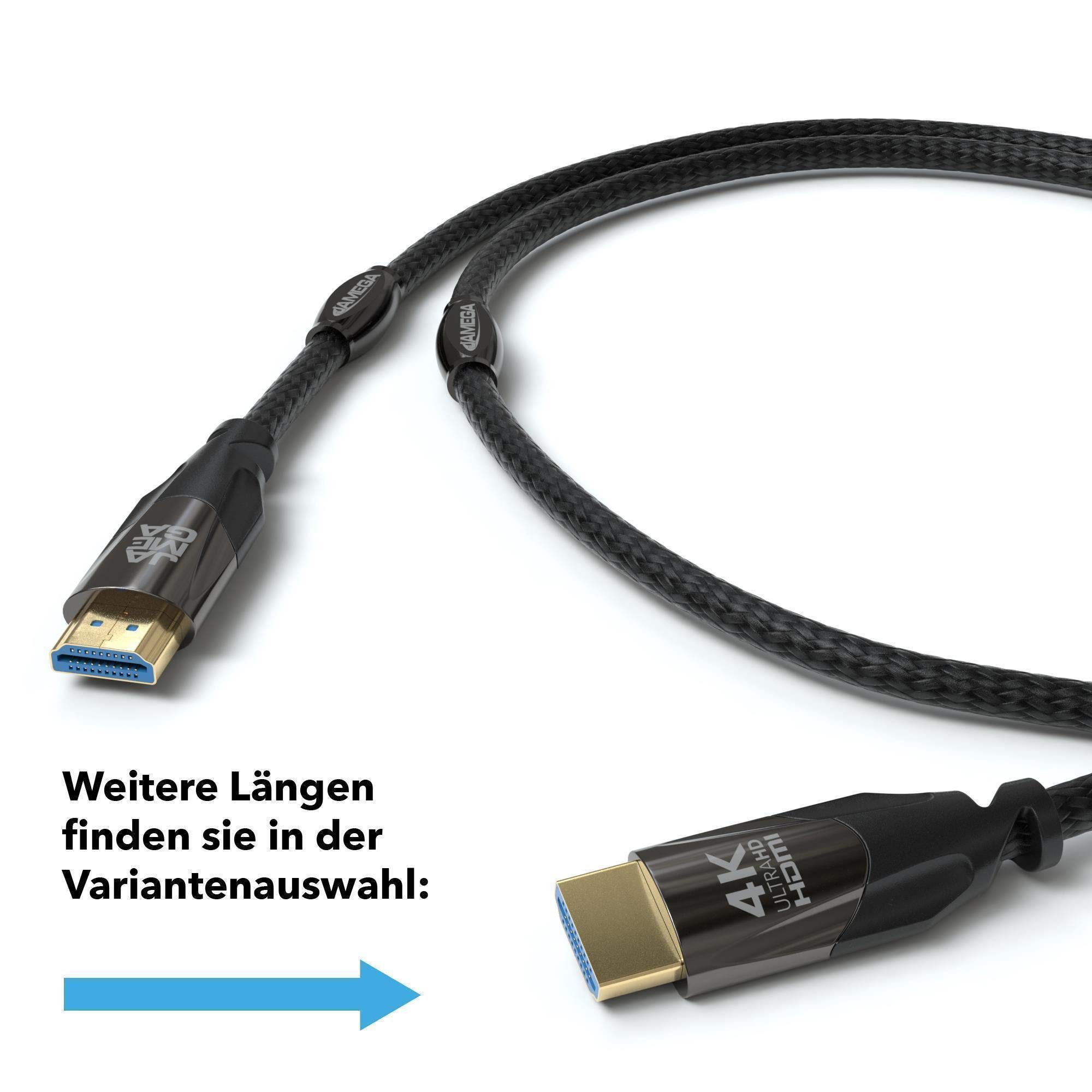 JAMEGA 2.0 HDMI 4K Kabel Ultra HighSpeed 18Gbit/s Ethernet 3D FULL HD U-HD HDMI-Kabel, HDMI 2.0, HDMI Typ A (150 cm)