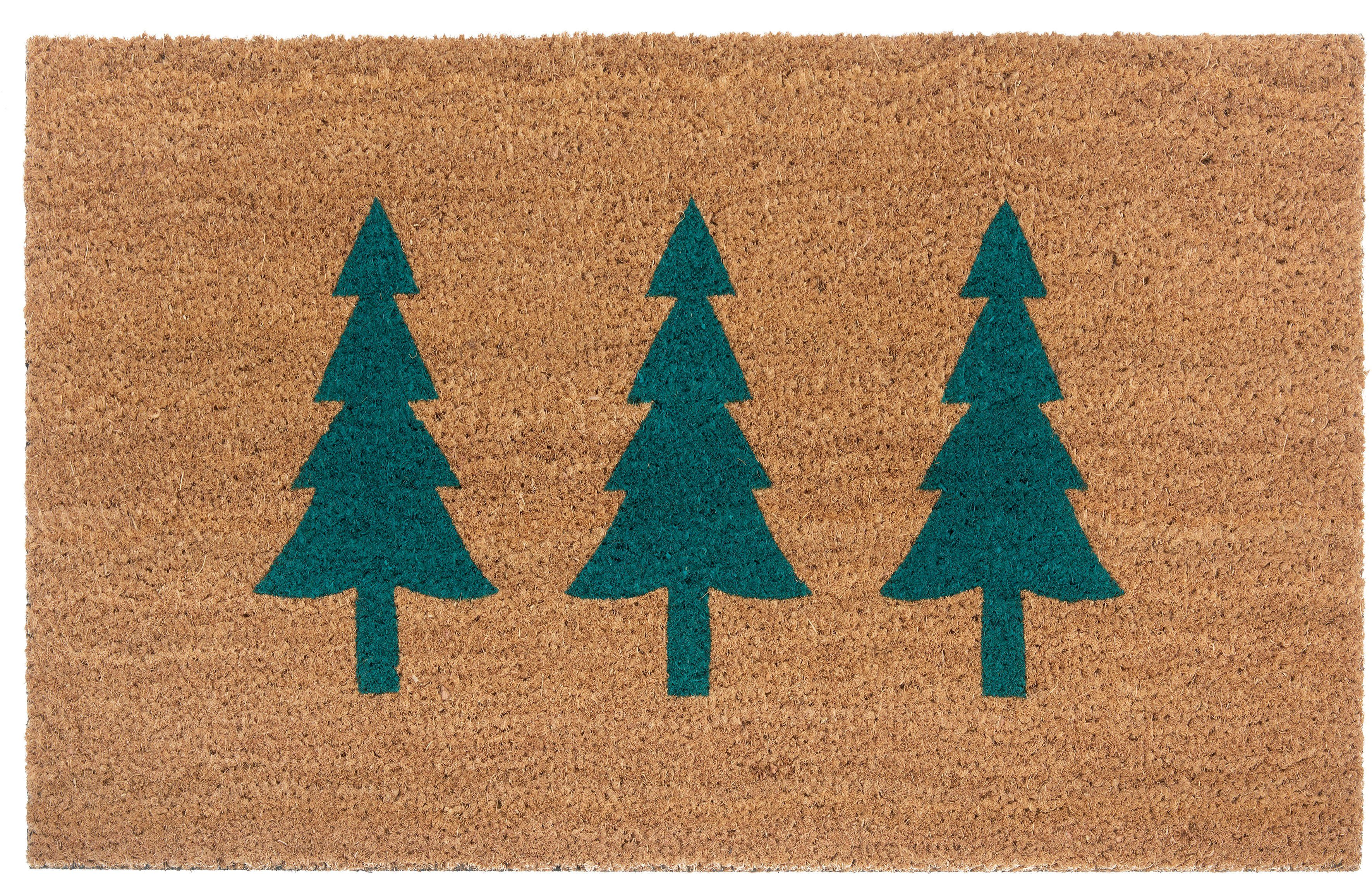 Fußmatte Mix Mats Kokos Pine Kokosmatte Weihnachten, Rutschfest, Innen, Trees, Höhe: HANSE Schmutzfangmatte, 15 mm, Outdoor, rechteckig, Home