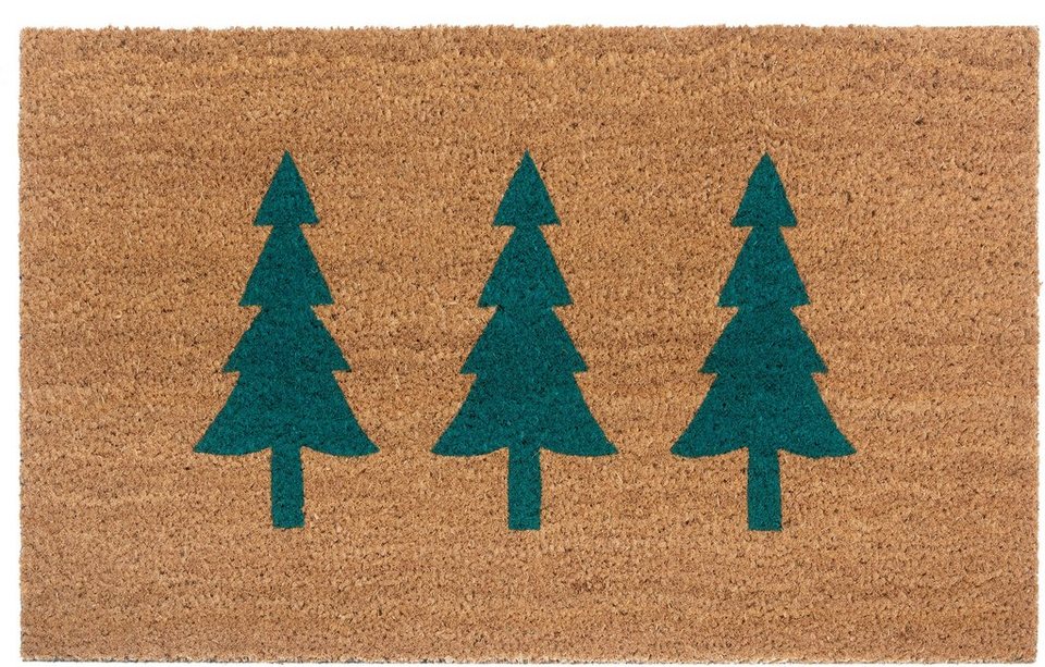 Fußmatte Mix Mats Kokos Pine Trees, HANSE Home, rechteckig, Höhe: 15 mm,  Weihnachten, Schmutzfangmatte, Outdoor, Rutschfest, Innen, Kokosmatte