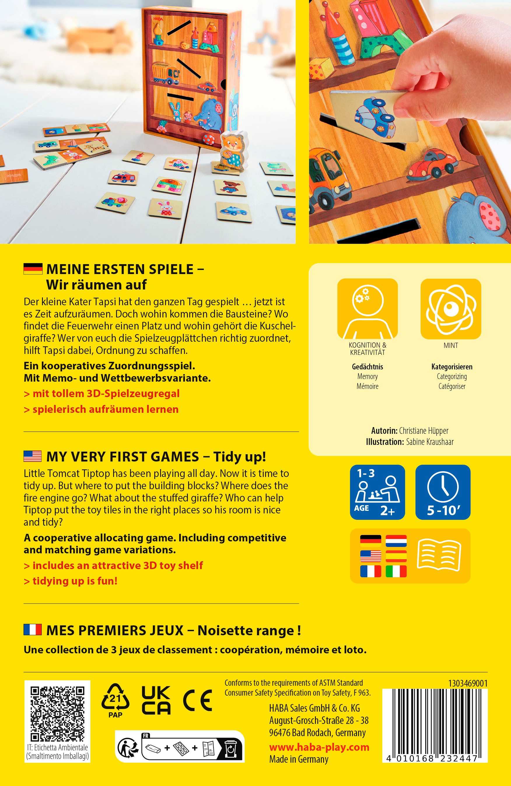 Haba Spiel Meine ersten Spiele, Wir räumen auf, Zuordnungsspiel, Made in Germany
