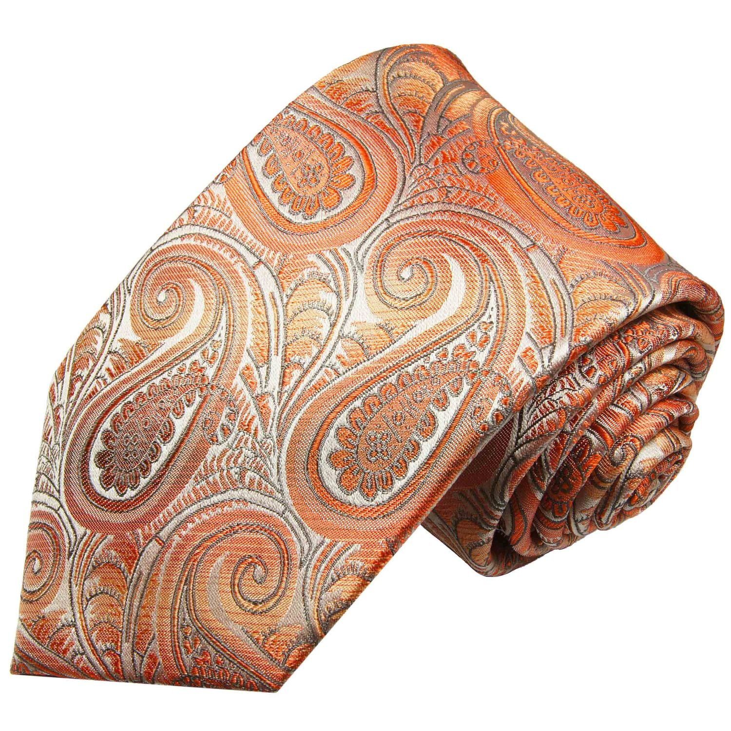 Paul Malone Krawatte Elegante 2015 Schmal 100% orange Seide Schlips Seidenkrawatte (6cm), brokat paisley Herren