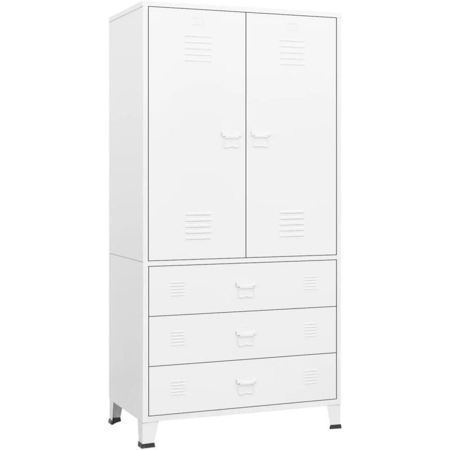 LuxusKollektion Garderobenschrank Kleiderschrank Metallschrank Lagerschrank 90x50x180cm Weiß