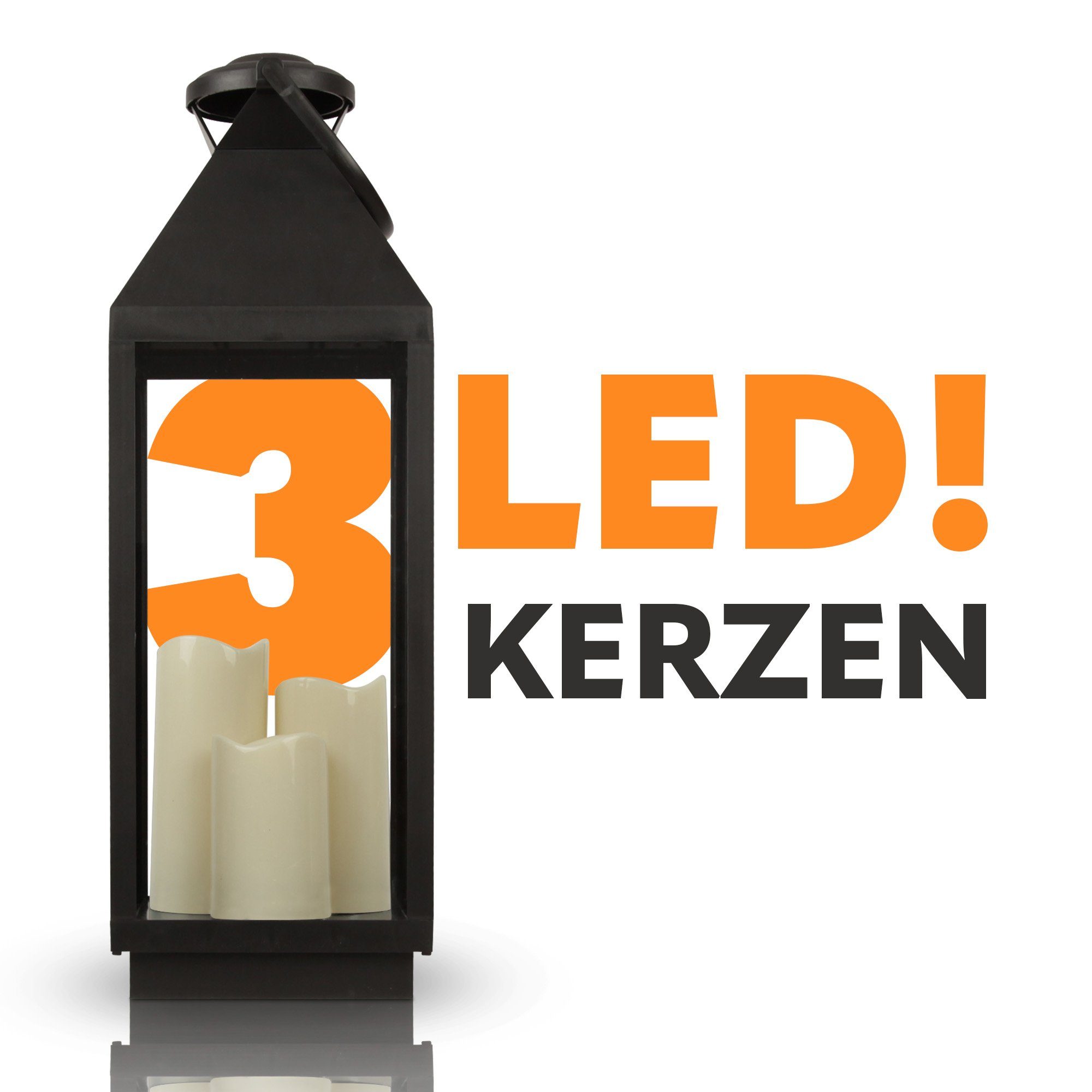 LED LED-Kerzen (60cm) Bestlivings eingebauten Laterne 04173-L, TIMER flackernden LED Laterne 3 mit integriert, warmweiß, fest