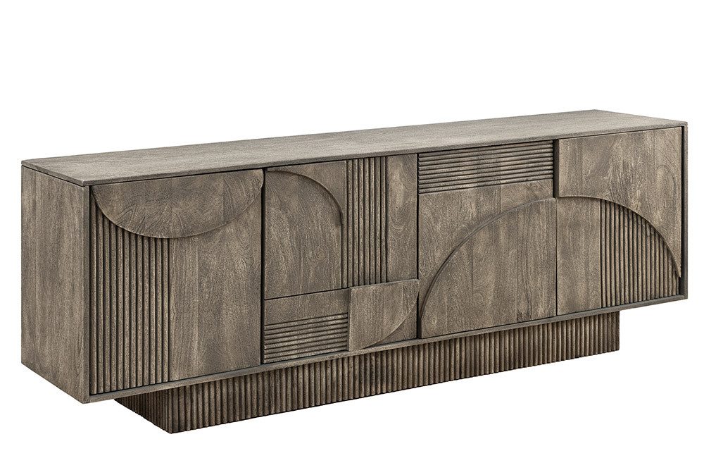 riess-ambiente Sideboard ART DECO 170cm grau smoked (Einzelartikel, 1 St), Massivholz · Kommode · 6 Fächer · 3D-Front · Wohnzimmer · Design