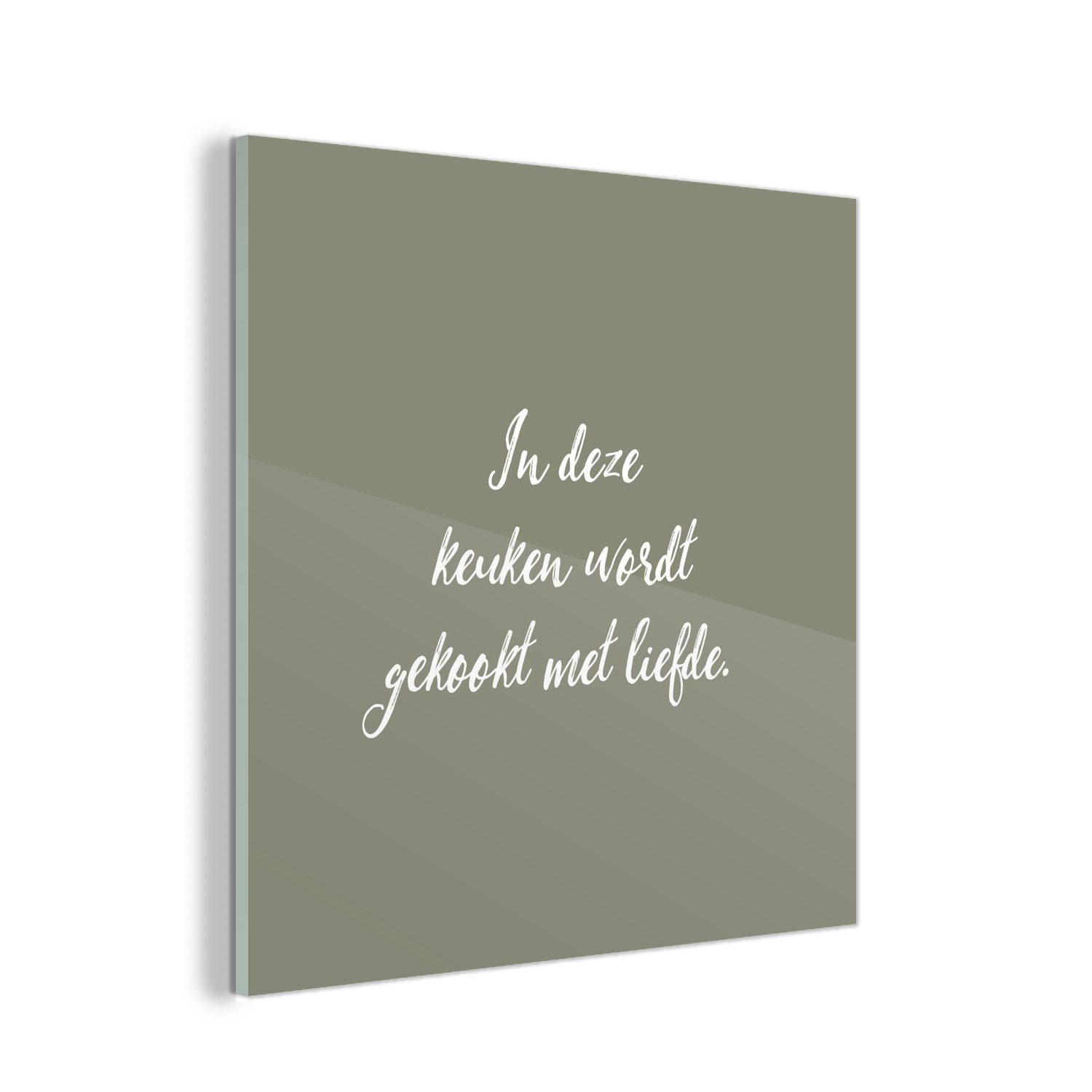 MuchoWow Acrylglasbild »Sprichwörter In dieser Küche wird mit Liebe