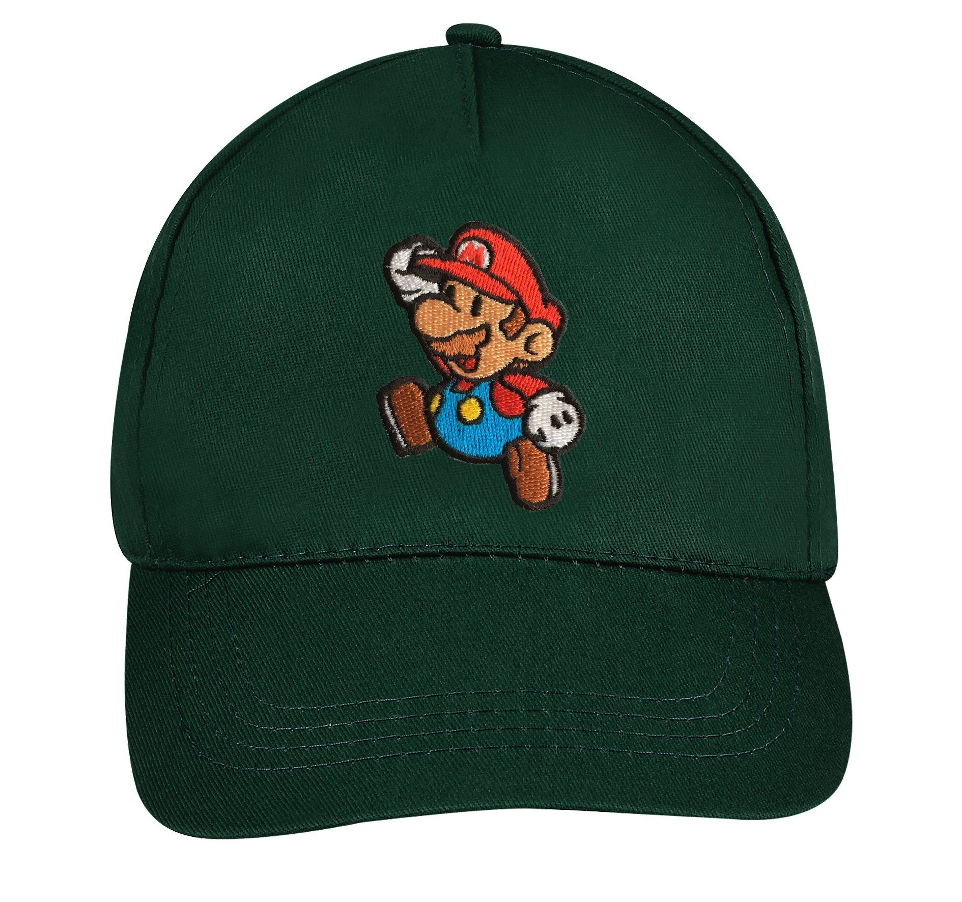 Youth Designz Baseball Logo Flaschengrün Cap Kinder mit modischer Stickerei Mario Cap