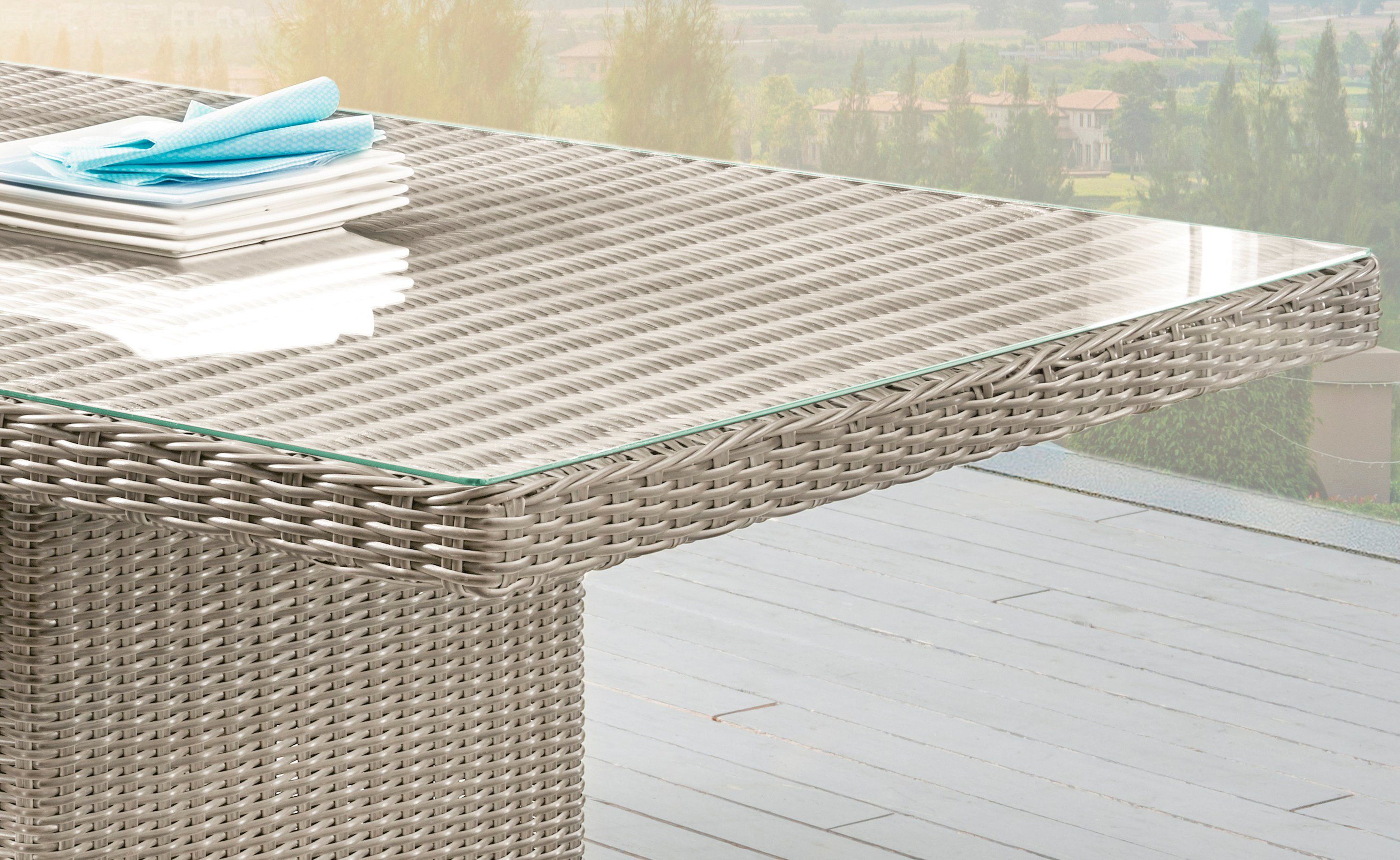 Destiny Gartentisch LUNA, (200x75x100cm), Aluminium, Polyrattan