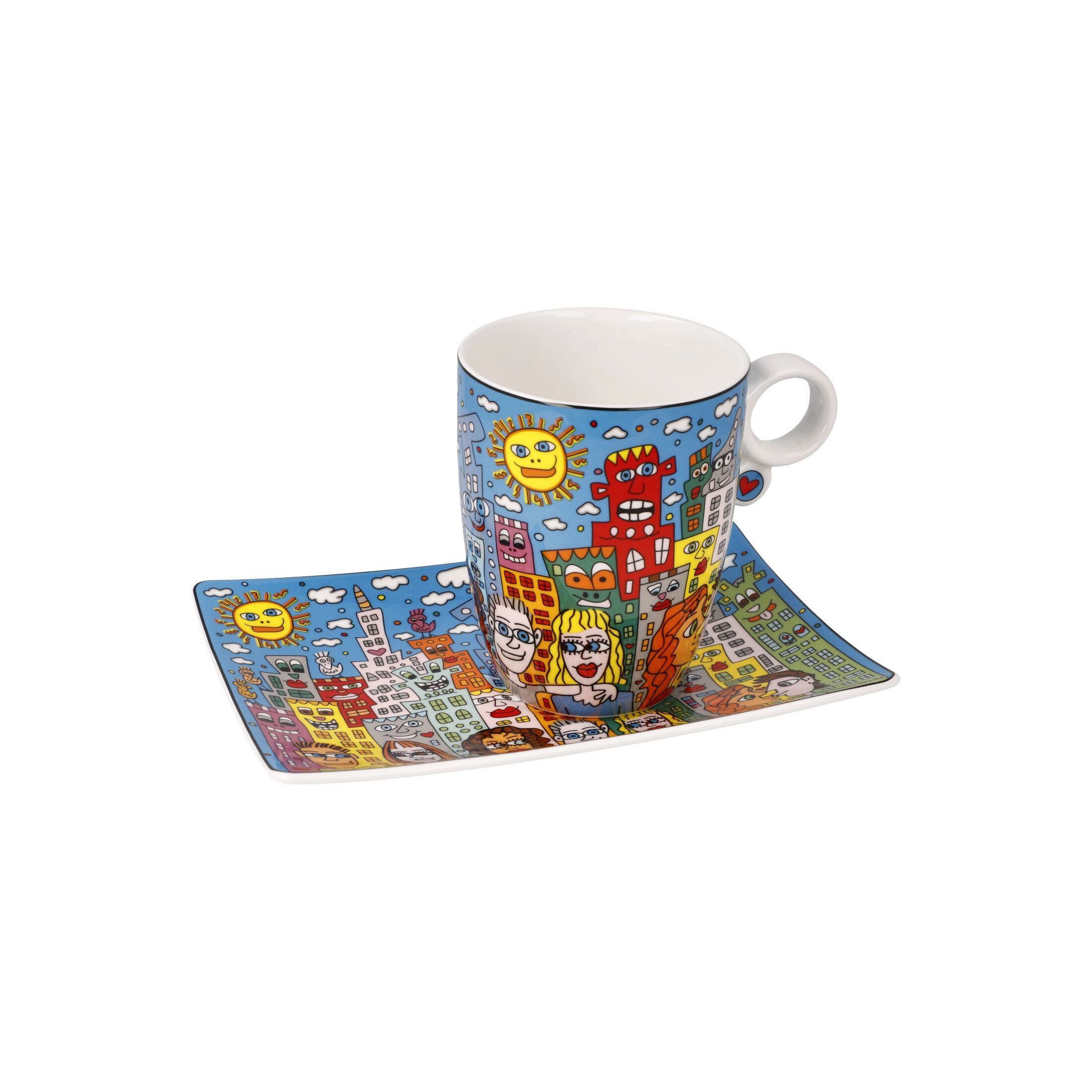 Goebel Tasse James Rizzi, Porzellan, Spülmaschinengeeignet, Mehrfarbig, Sonne, H: 12cm