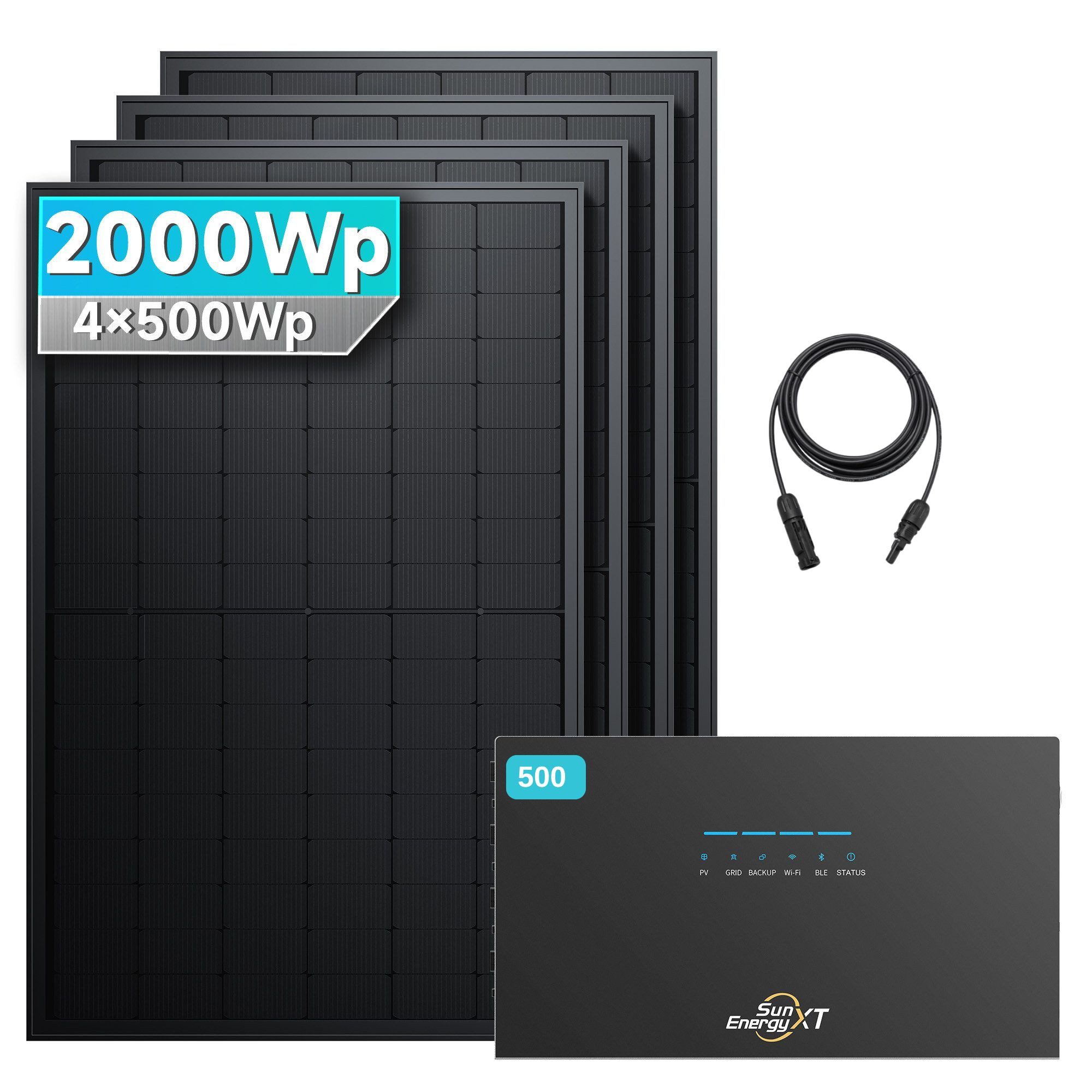 SolarMars Balkonkraftwerk 2000W Komplettset mit 5kWh Speicher, Anker SOLIX/ SunEnergyXT, (SunEnergyXT 500 – 800W Netzausgang, 4×500Wp), Lokale Steuerung, offene API & Home Assistant
