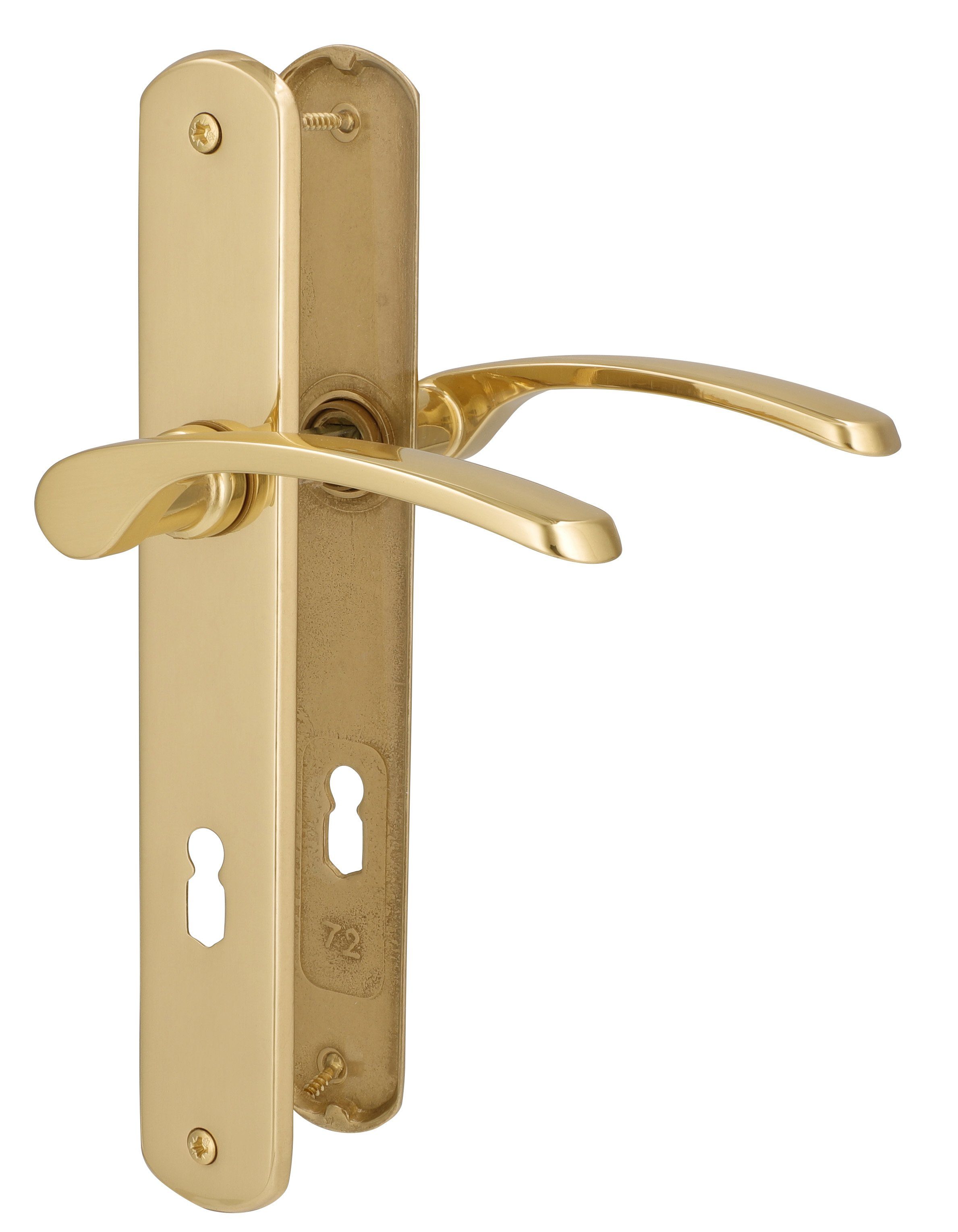 Alpertec Türbeschlag Langschildgarnitur L17/A32 für Zimmertüren mit Buntbartlochung (1 St), messing poliert