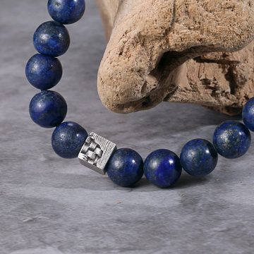 Kingka Armband "WOVEN" Stretch-Bead-Armband aus Lapiz und 925er Sterlingsilber