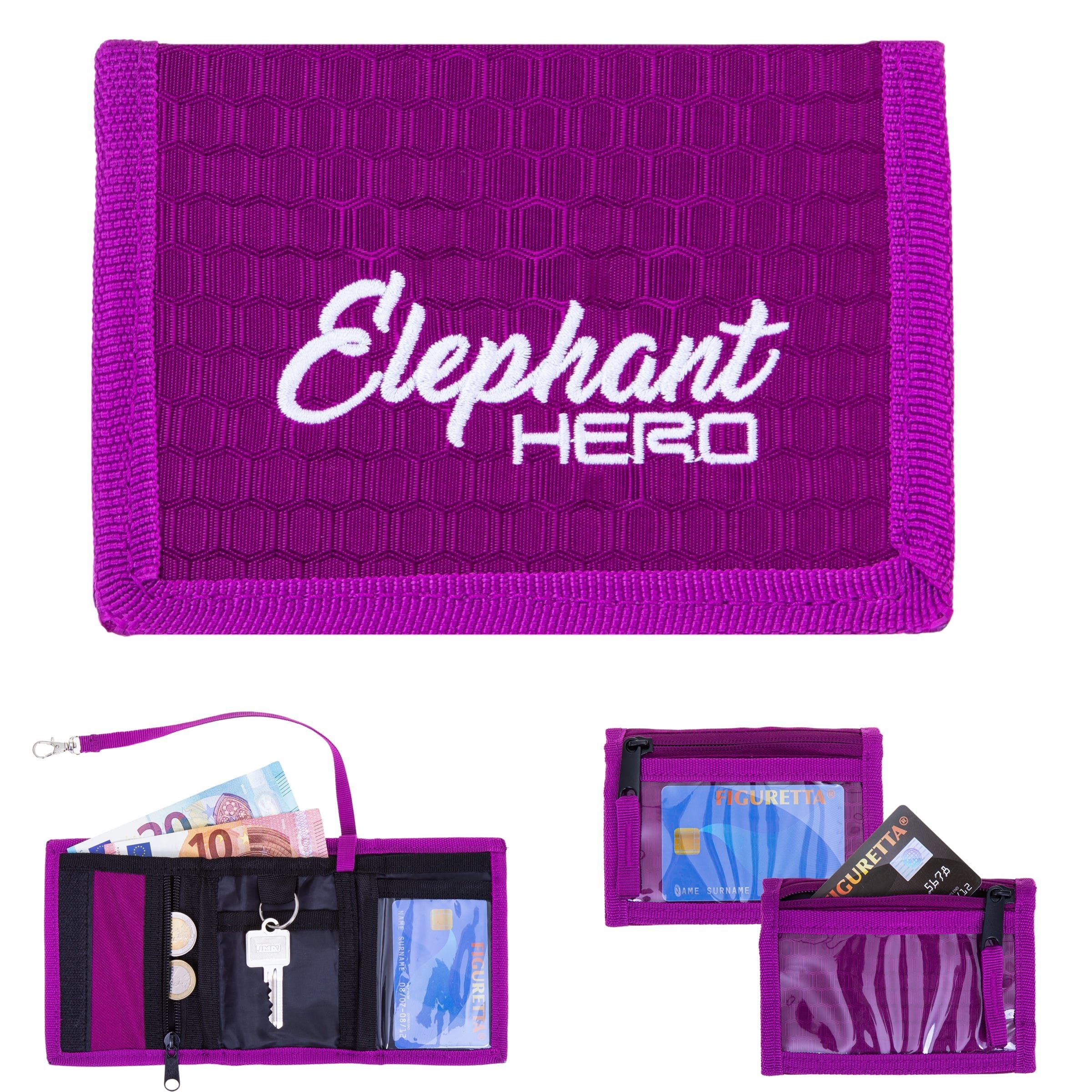 ELEPHANT Geldbörse Mädchen Jungen Hero Signature, Wallet Klettbörse Schülerbörse Schlüsselring Ausweisfach