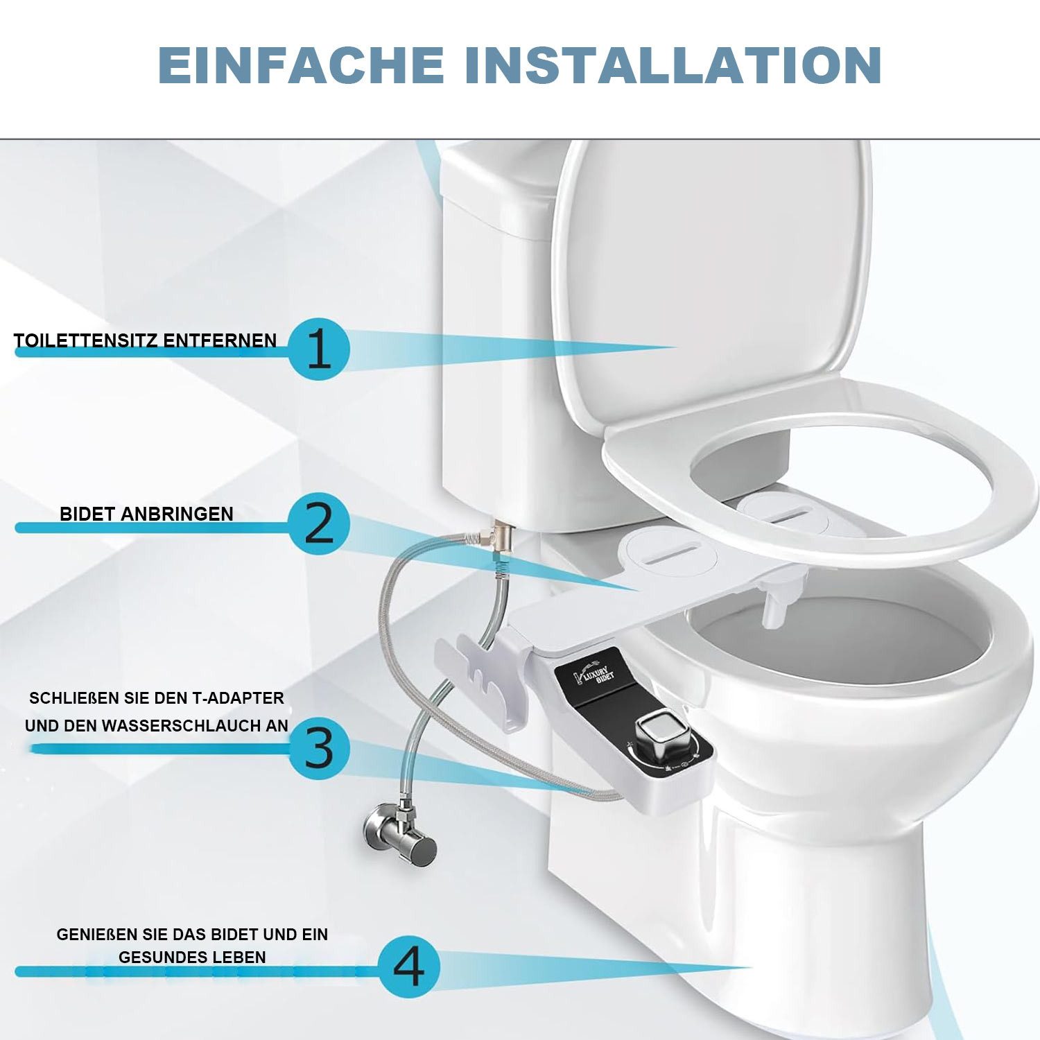 Produktbild von DUSCH WC AUFSATZ Bidet Doppel-Düse Intimdusche Toilette Sprühgerät