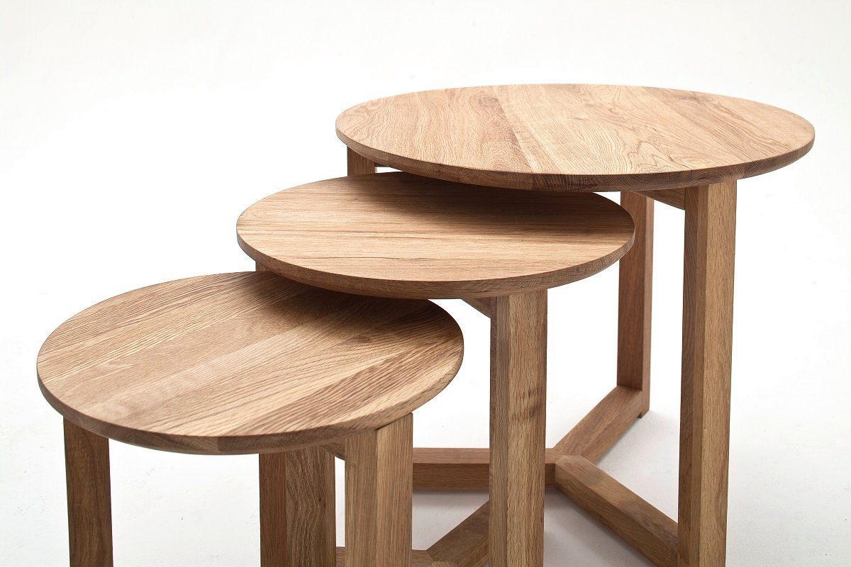 MCA furniture Couchtisch Couchtisch Set Sinio, 3-teilig, Asteiche massiv, Ø50/Ø45/Ø32 (Set), 3-teiliges Set