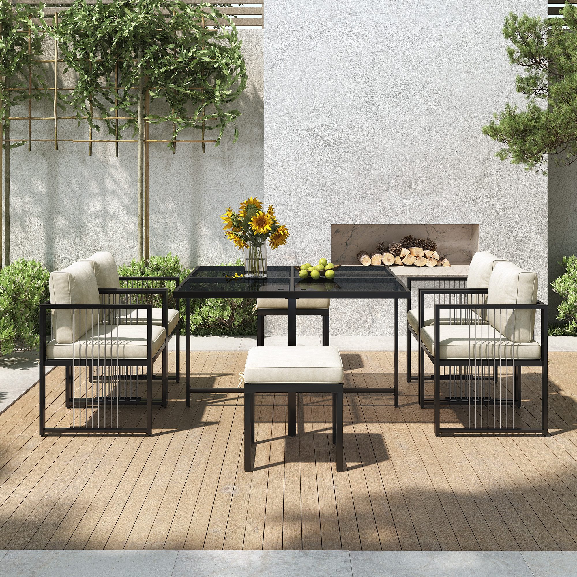 Flieks Sitzgruppe, (7-tlg), 6-Sitzer Gartenmöbel Esstisch- günstig online kaufen
