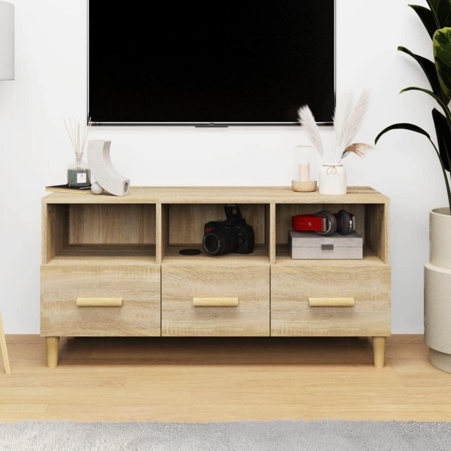 LuxusKollektion TV-Bank TV-Schrank Sonoma-Eiche 102x36x50cm (1 St)