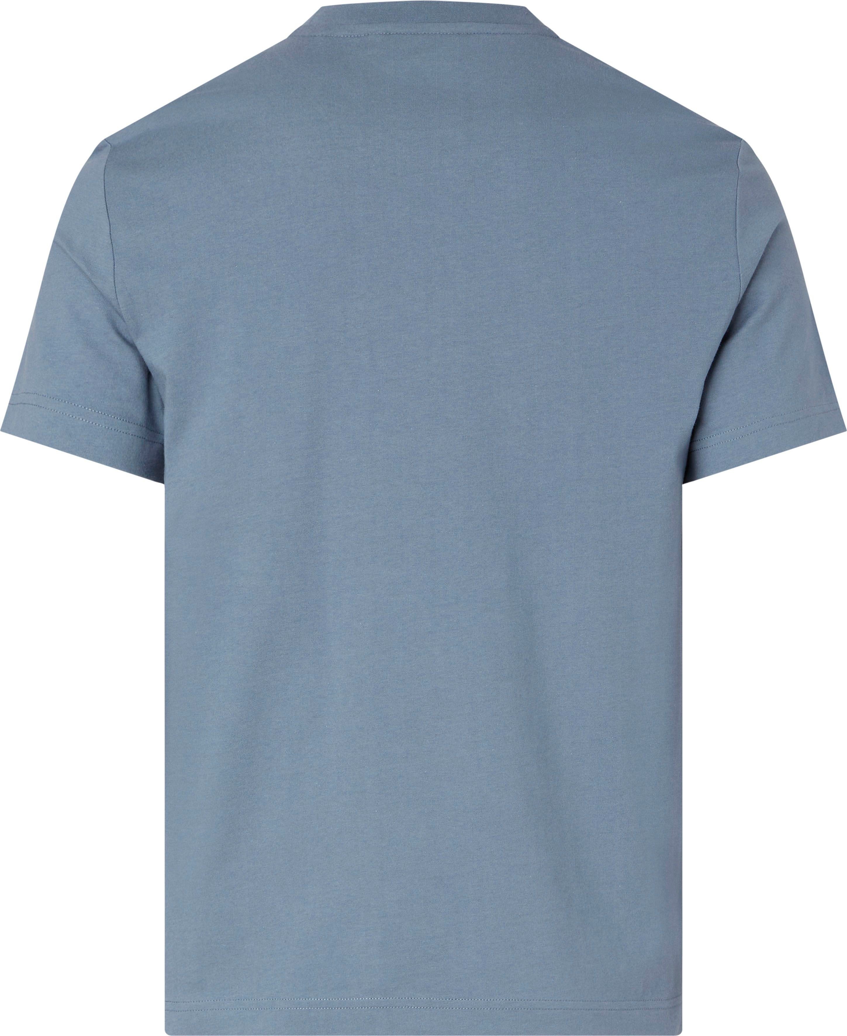gummiertem Klein T-SHIRT LOGO Grey Glanzeffekt dezentem (1-tlg) CHEST Logodruck mit Calvin T-Shirt Tar STRIPED mit