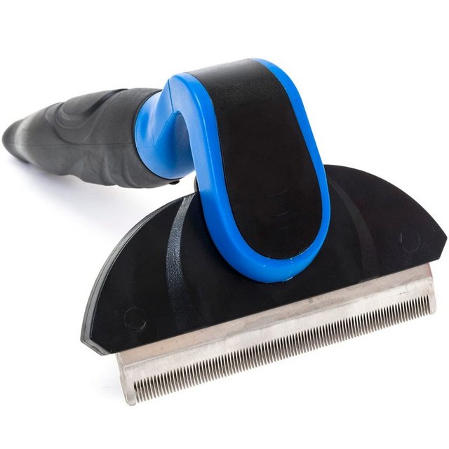 Happilax Fellbürste Hundebürste zur Fellpflege, Entfernen von Unterwolle u. Haaren, Blau-Schwarz 100 Mm Metall