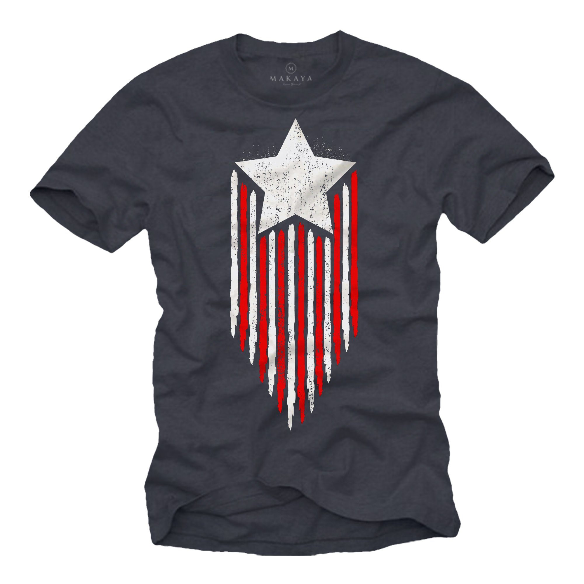MAKAYA T-Shirt Herren Amerika Flagge USA günstig online kaufen