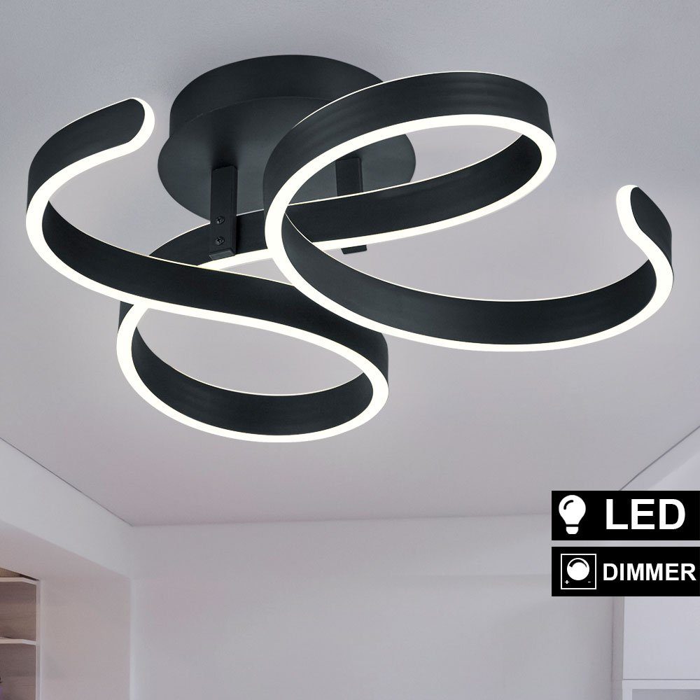 TRIO Leuchten LED Deckenleuchte, LED-Leuchtmittel Decken verbaut, anthrazit Wohn Ess LED Zimmer Design Warmweiß, Beleuchtung fest Lampe