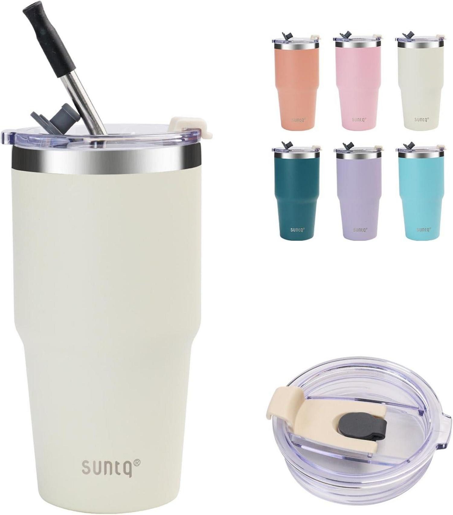 LuxusKollektion Термокружка Isolierter Tumbler 20oz mit Stroh und Deckel, Edelstahl, für heiße und
