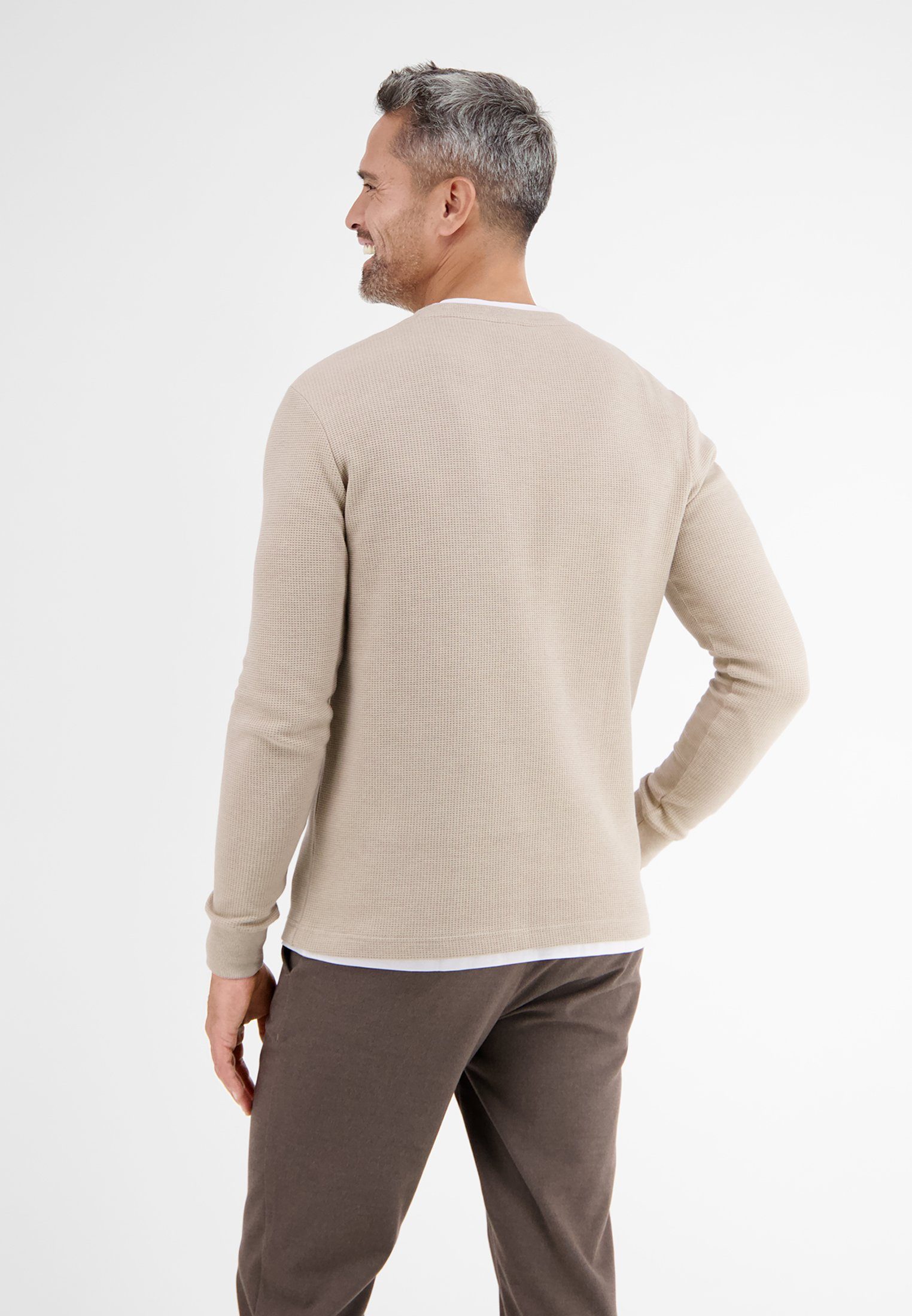 in Waffelpiqué LERROS Serafino BEIGE Langarmshirt LERROS