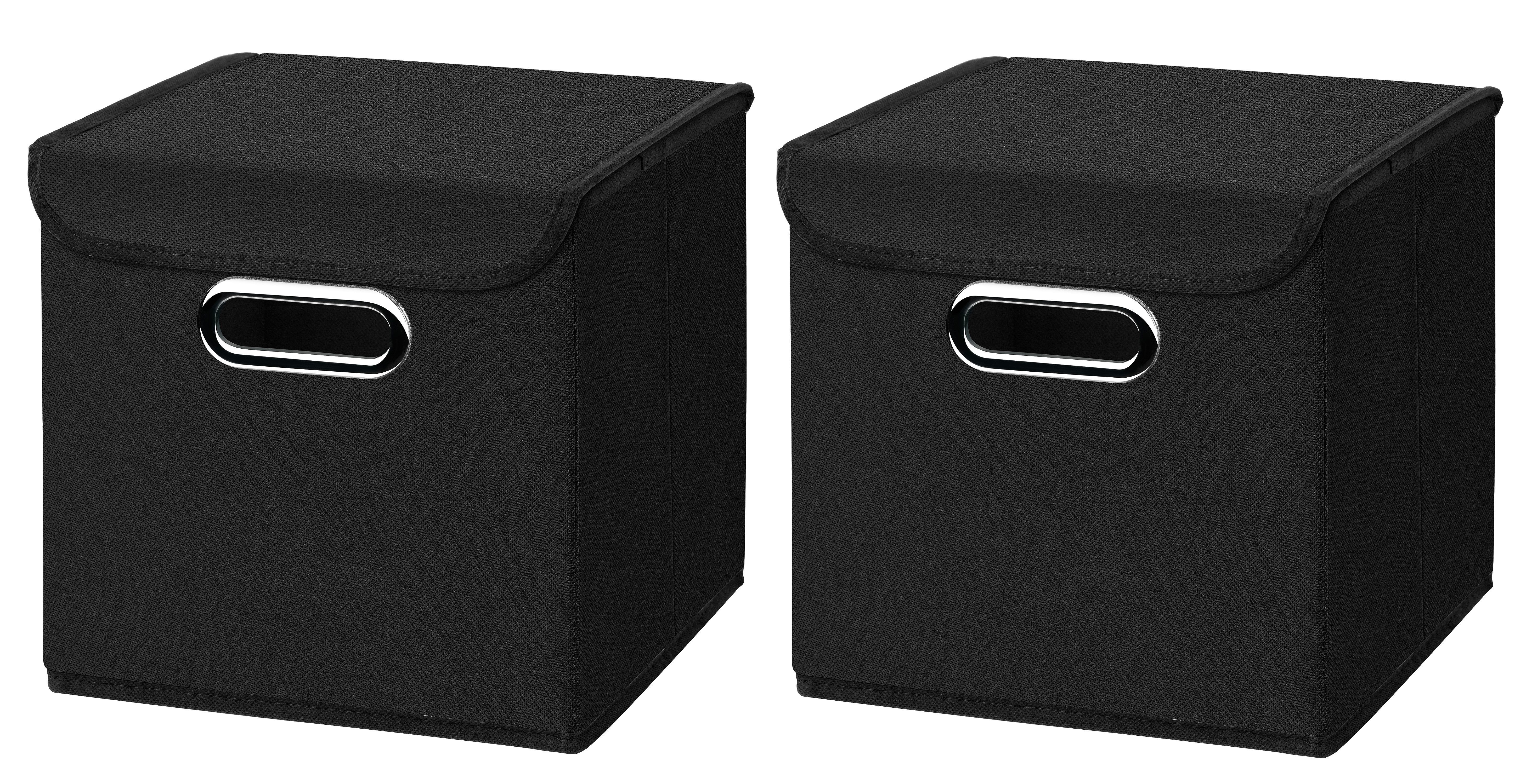 StickandShine Faltbox 2er Set mit Deckel 25x25 cm – Hellgrau, Schwarz, Weiß, Türkis, Creme