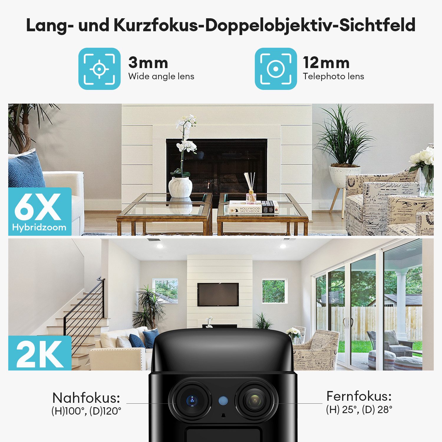 CkeyiN Pro Überwachungskamera Innenbereich,2K Mini Kamera kabellos mit Nachtsicht & AI-Alarm (Innenbereich, Bewegungserkennung,2-Wege-Audio, Unterstützung für d – Bild 4 von 5
