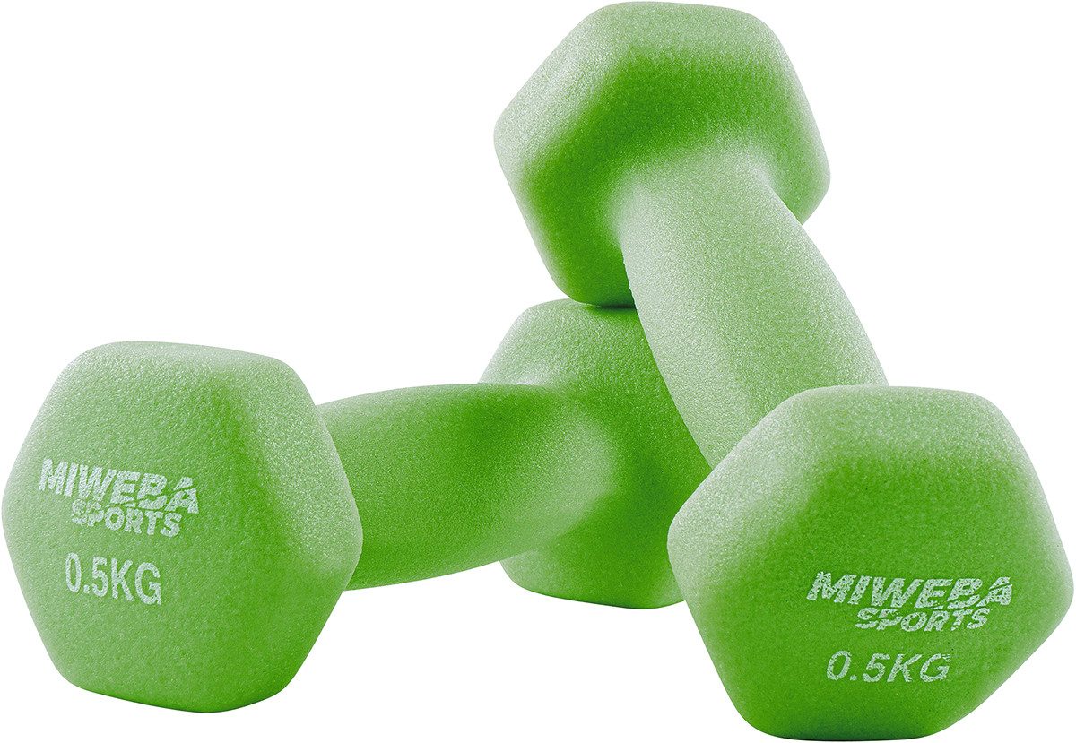 Miweba Sports Kurzhantel Gymnastikhanteln NKH100 - 9 Gewichtsklassen, (Set, Hanteln, Kurzhanteln, Gymnastikhanteln, Hantelset), Aerobic Hantel Set Kurzhantel Fitnesshanteln Gewichte