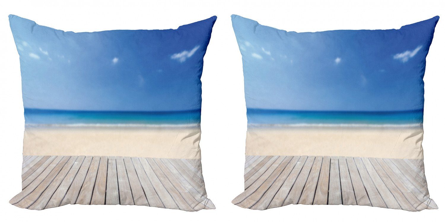 Kissenbezüge Modern Accent Doppelseitiger Digitaldruck, Abakuhaus (2 Stück), Strand Pathway Holzterrasse Meer