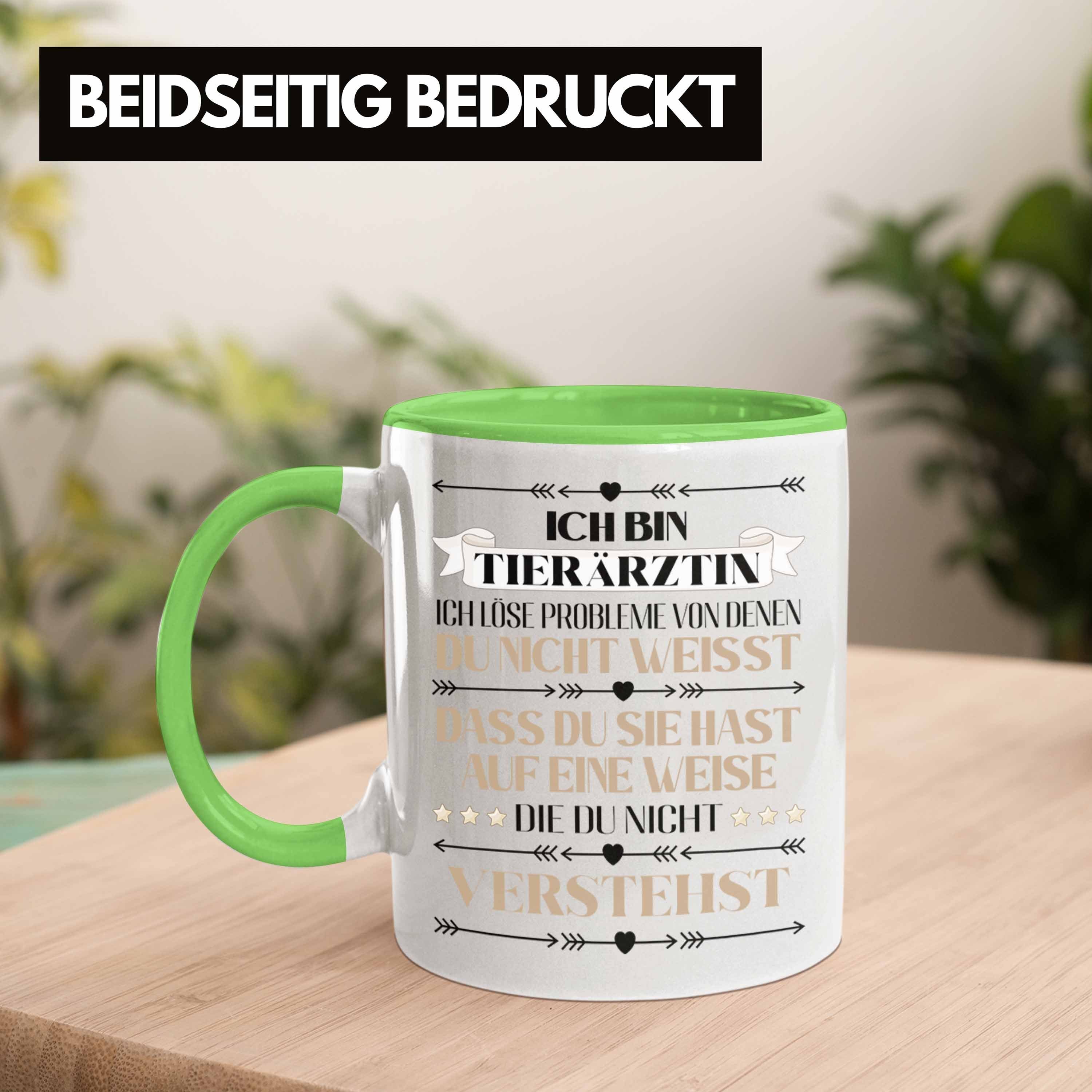 Trendation Tasse Trendation - Geschenkidee Kaffeebecher Lustiger Grün Tierärztin Spruch Geschenk
