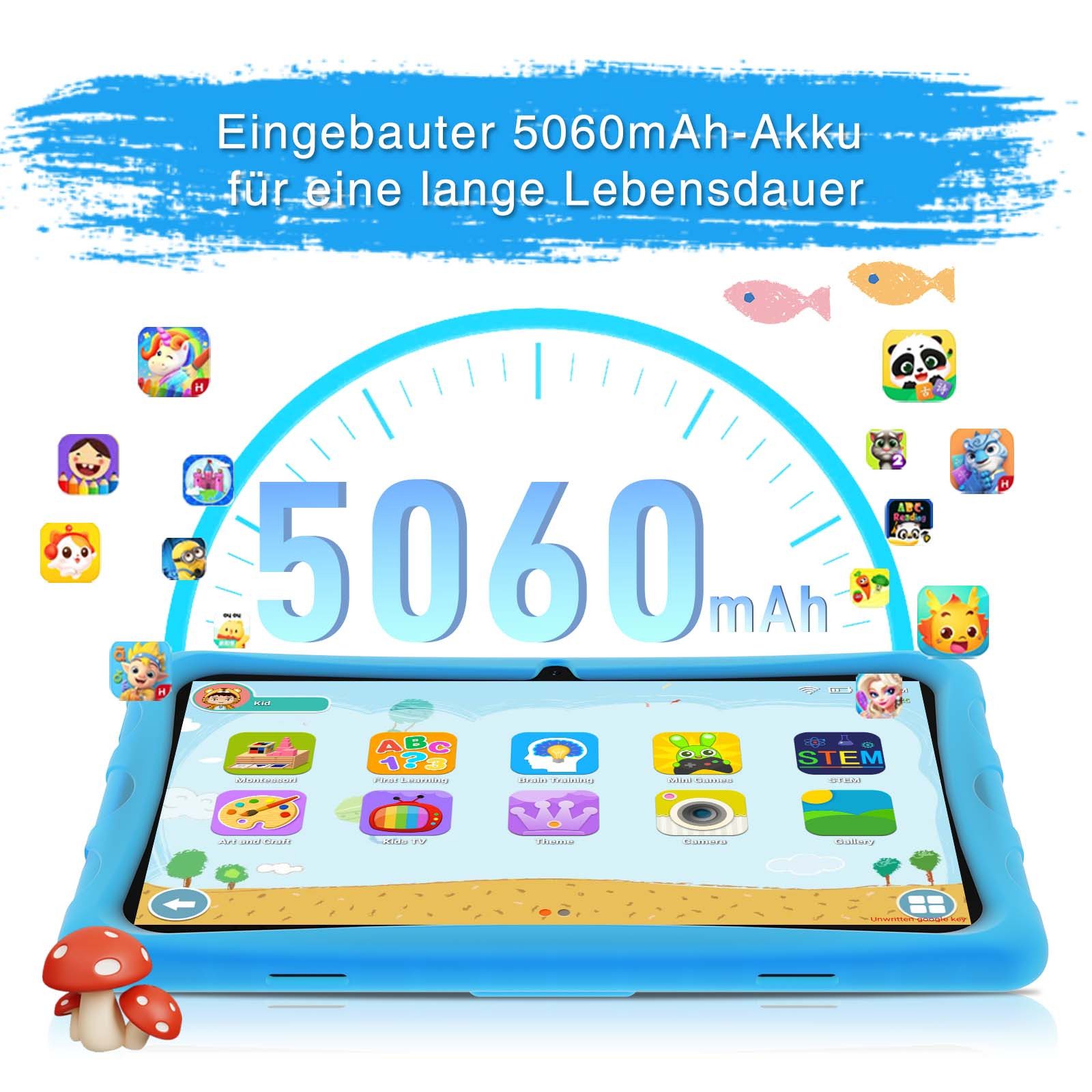 DOOGEE U10 KID 10.1 Zoll 128GB/1TB Kinder Tablet, 5MP+8MP Tablet (10.1", 128 GB, Android 14, vorinstallierte Kinder Lernsoftware und Spiele,Anti-Blaulicht)