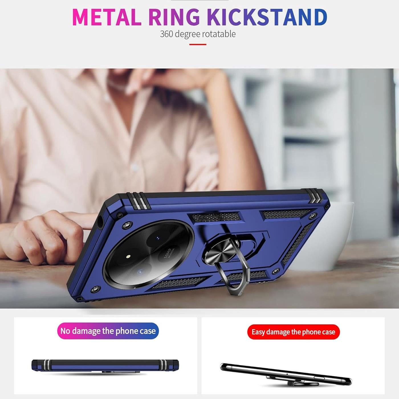 CoolGadget Handyhülle Armor Shield Case für Xiaomi Redmi 14C 6,88 Zoll, Outdoor Cover mit Magnet Ringhalterung Hülle für Redmi 14C Poco C75 – Bild 5 von 5
