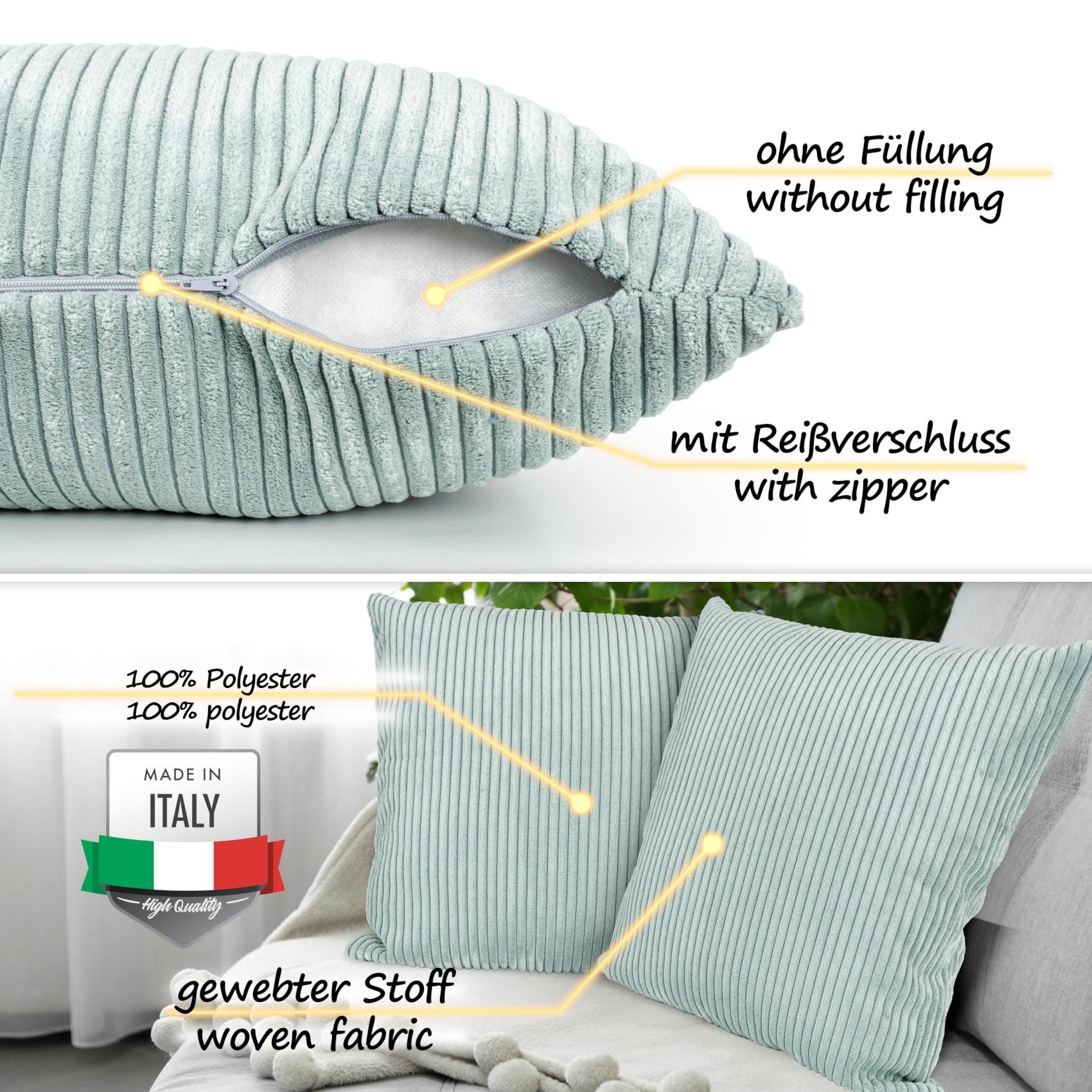 ANRO Dekokissen Kissenhülle MIT oder OHNE Füllung Kissenbezug Zierkissen, Kissenüberzug ohne Füllung Cordsamt 40x40cm Einfarbig Helltürkis