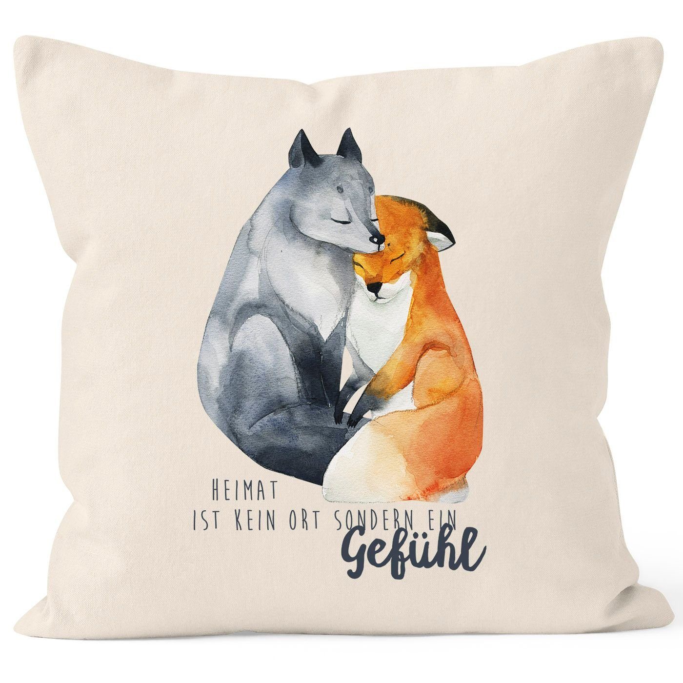 ist Baumwolle natur ein Fuchs MoonWorks® Ort Liebe Kissen-Bezug kein Spruch Heimat Gefühl MoonWorks Geschenk Kissenhülle sondern Dekokissen Dekokissen