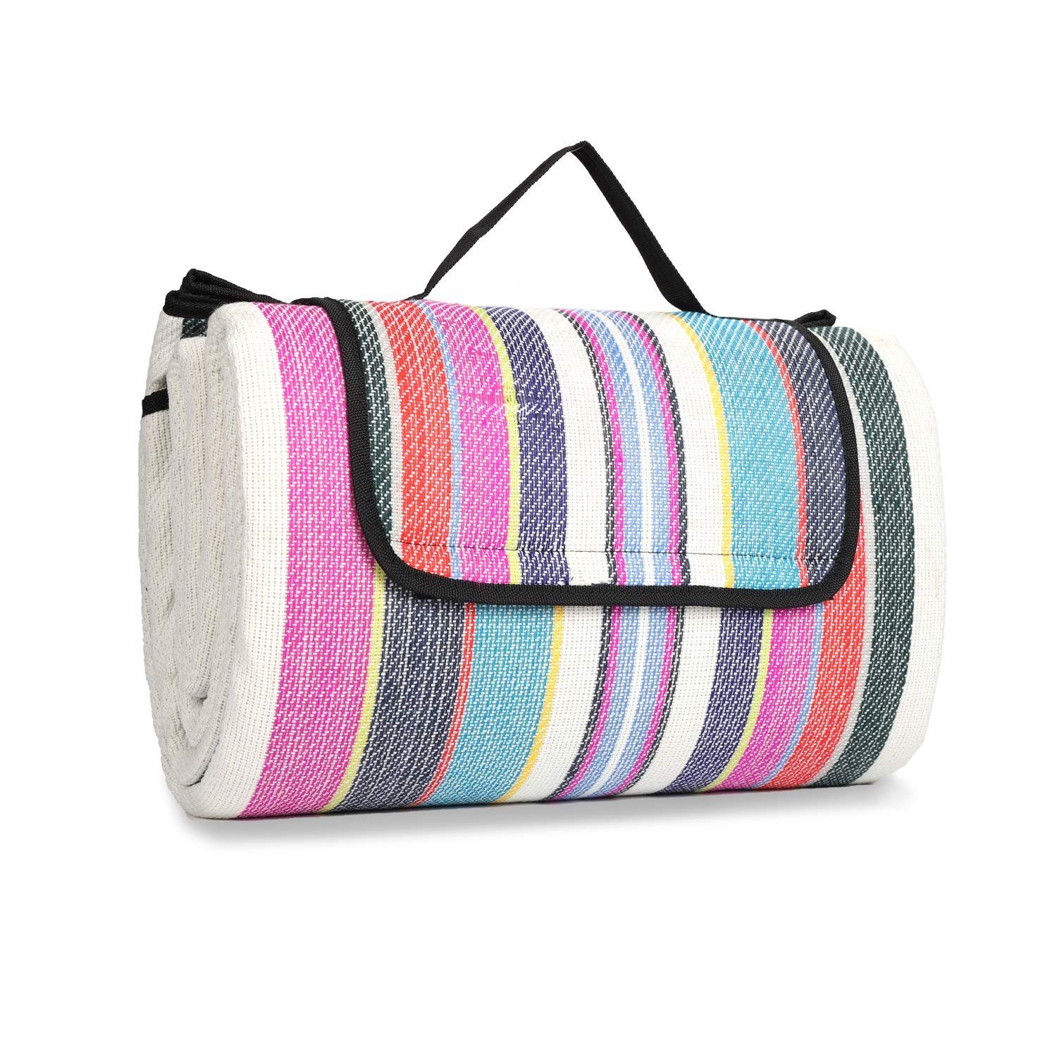 Picknickdecke 200x200 cm Campingdecke XXL Stranddecke Wasserdicht Wärmeisoliert, Sekey, Faltbar Strand Picknick Decke mit Traggriff für Outdoor, Camping, BBQ