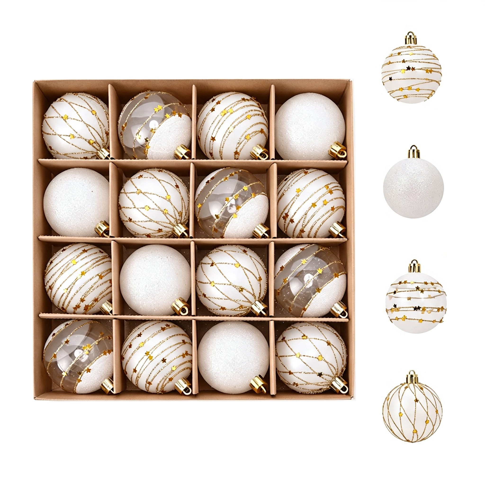 Bomiclss Weihnachtsbaumkugel 16-teiliges Weihnachtskugel-Set, Christbaumkugeln zum Aufhängen, ideal für Weihnachtsbaumdekoration und festliche Weihnachtsfeiern